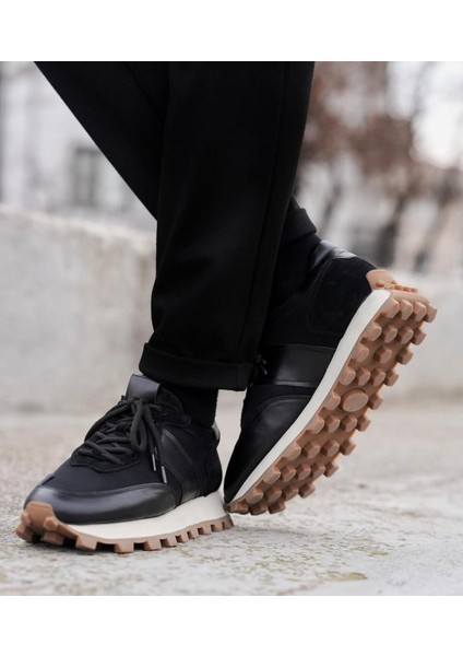 Sarasota Model Gerçek Deri El Yapımı Erkek Siyah Sneaker Ayakkabı - Erkek Spor Ayakkabı
