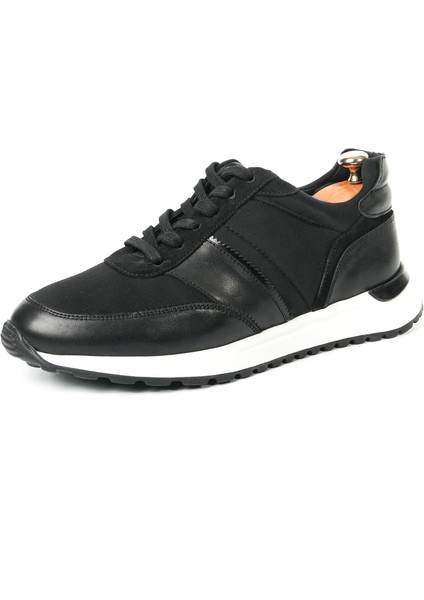 Parmenion Model Hakiki Deri Erkek Siyah Sneaker