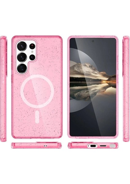 Samsung Galaxy S23 Ultra Kılıf Glow Magsafe Kapak - Pembe - NEONX4032-8600