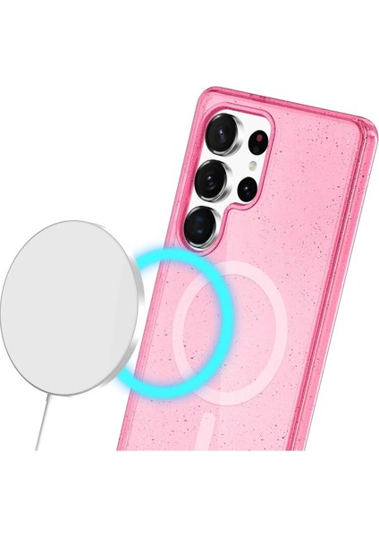 Samsung Galaxy S23 Ultra Kılıf Glow Magsafe Kapak - Pembe - NEONX4032-8600