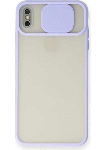 iPhone x Kılıf Palm Buzlu Kamera Sürgülü Silikon - Lila - NEONX3384-4541
