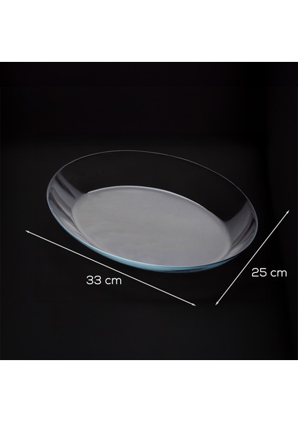 10336 6lı Oval Servis Tabak Seti - Şeffaf Cam Sunum Tabakları 25X33 cm modelleri