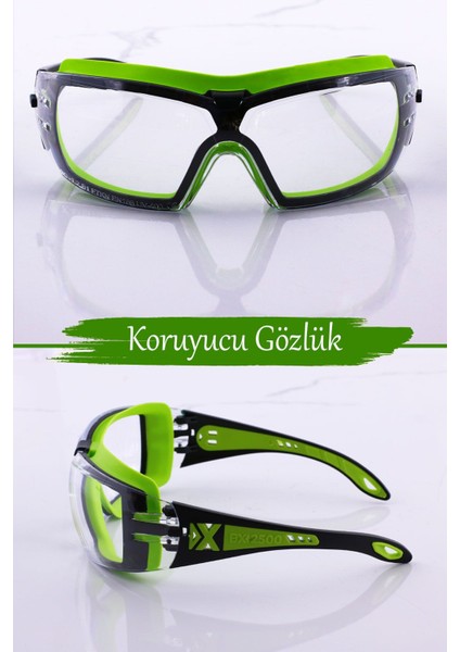 Şeffaf Güvenlik Gözlüğü, Uv, Toz ve Buğulanmaz, Silikon Kulaklıklı