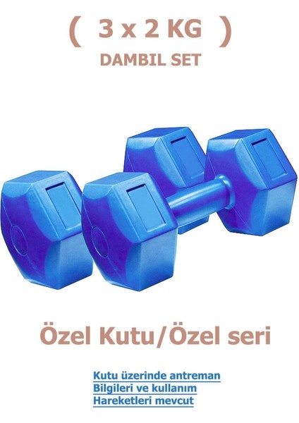 Köşeli Dambıl 2 kg Ağırlık Seti, Sağlıklı ve Güçlü Vücut Geliştirme Için