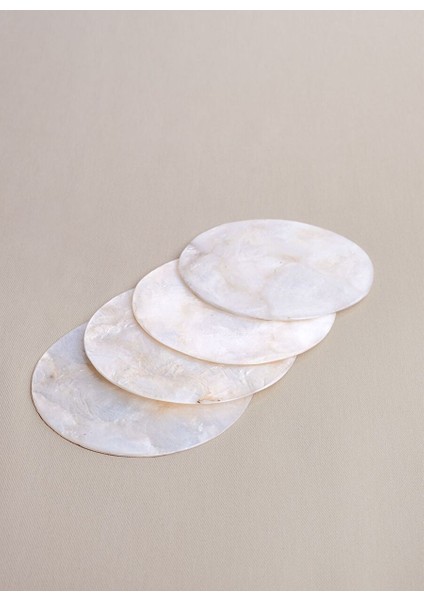Sedefli Bardak Altlığı 4'lü Set Naturel 10 cm modelleri