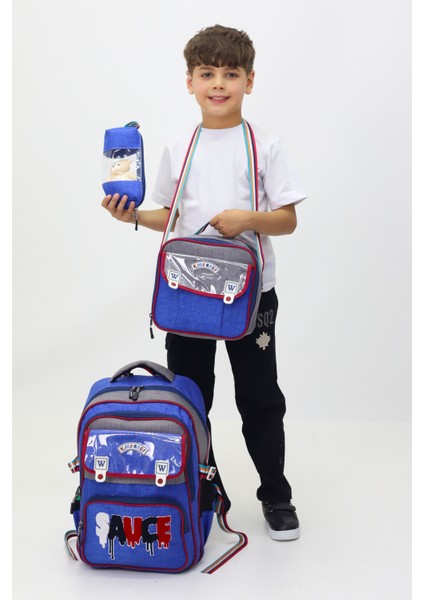 Sauce 3'lü Okul Çanta Seti Sırt Çantası Beslenme Çantası Kalemlik Ilkokul Peluş Oyuncak Hediyeli