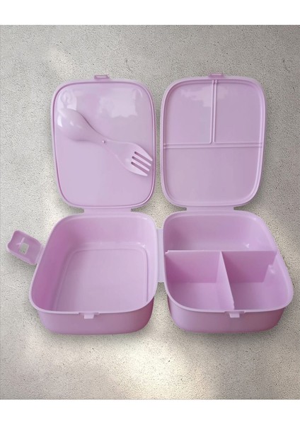 Sevimli Çocuk Kahvaltı ve Piknik Saklama Kutusu, Pembe, Resimli, Kilitli