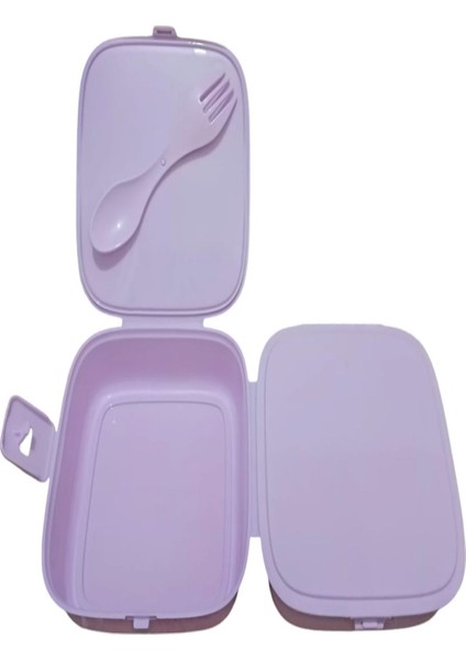 Sevimli Çocuk Kahvaltı ve Piknik Saklama Kutusu, Pembe, Resimli, Kilitli