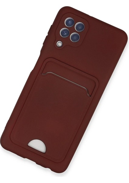 Samsung Galaxy A22 Kılıf Kelvin Kartvizitli Silikon - Bordo - NEONX7081-2147