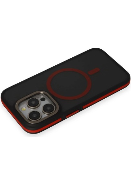 iPhone 15 Pro Max Rocky Magsafe Kapak - Siyah-Kırmızı - NEONX6516-5734