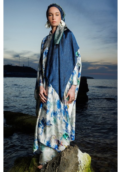 Moren Desen Shine Line Şal Siyah-Indigo modelleri