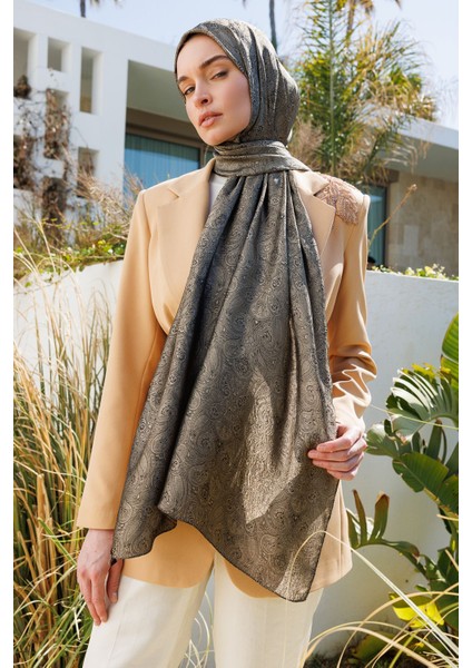 Moren Desen Shine Line Şal Siyah-Bej modelleri