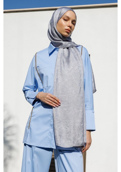 Moren Desen Shine Line Şal Gri-Gri modelleri