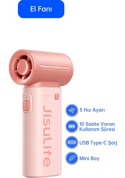 Handheld Fan Life9 Taşınabilir Kömürsüz Motorlu El Fanı 3600mah