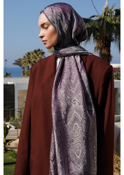 Liva Desen Shine Line Şal Mor-Gri