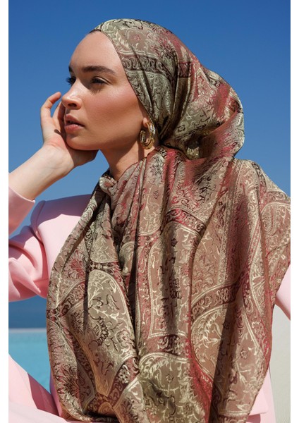 Soler Desen Shine Line Şal Mürdüm-Somon