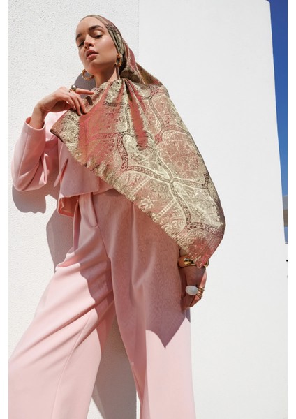 Soler Desen Shine Line Şal Mürdüm-Somon fiyatları