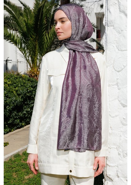 Vera Desen Shine Line Şal Mor-Gri fırsatları