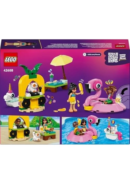 Friends Tek Boynuzlu At ve Flamingo Havuz Partisi 42658-5 Yaş ve Üzeri Kız ve Erkek Çocuklar Için 2 Mini Bebek ve 1 Kedi Figürü Içeren Yaratıcı Oyuncak Yapım Seti, Hediye Fikri (99 Parça) modelleri