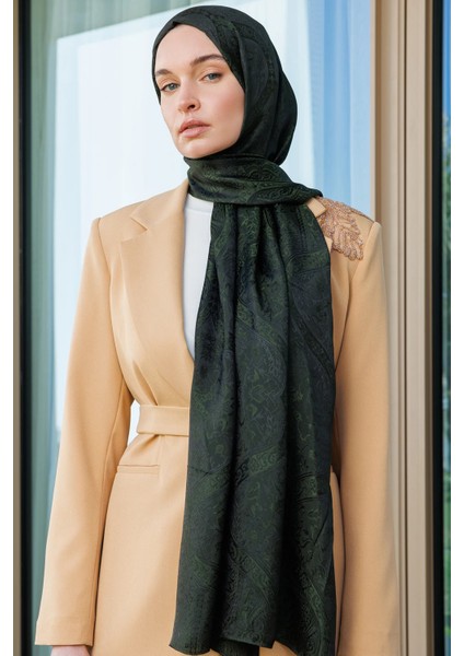 Soler Desen Shine Line Şal Siyah-Haki