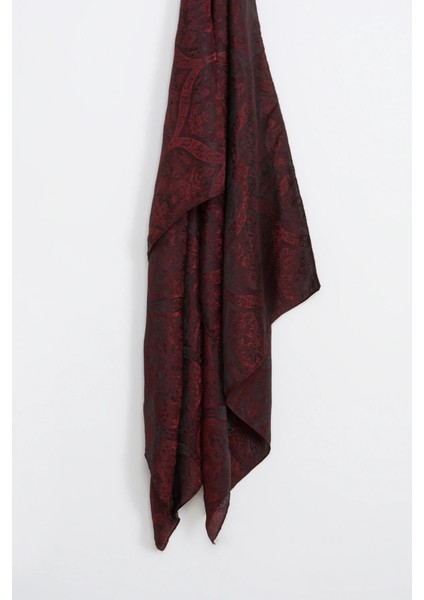 Soler Desen Shine Line Şal Siyah-Bordo