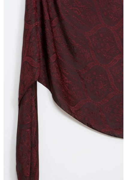 Soler Desen Shine Line Şal Siyah-Bordo fiyatları