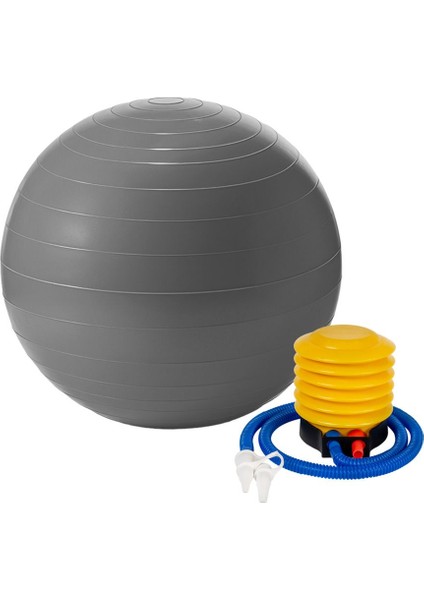 Gri 55CM Pilates ve Yoga Topu, Dayanıklı ve Hava Pompası ile Birlikte fiyatları