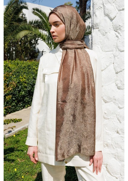 Moren Desen Shine Line Şal Acı Kahve-Bej
