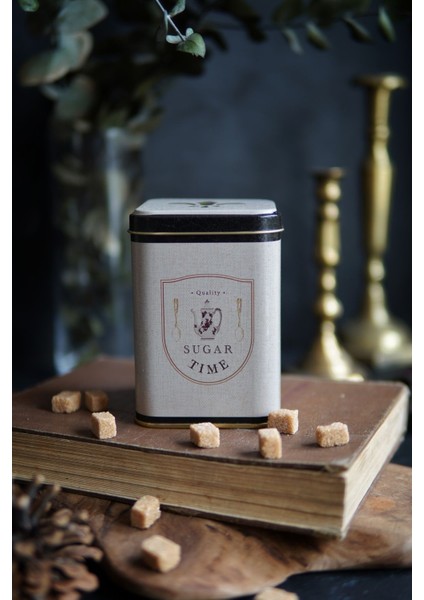 Mavi Azura Sugar Desenli Kare Metal Saklama Kabı 9x9 cm