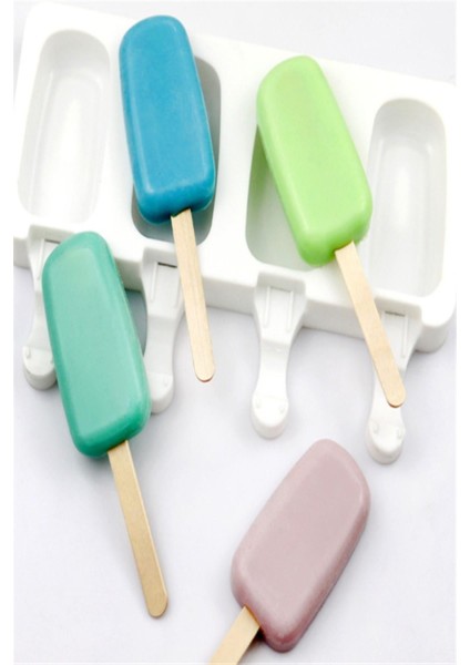 Pratik 4'lü Silikon Dondurma Kalıbı Meybuz ve Buz Kalıbı Gri