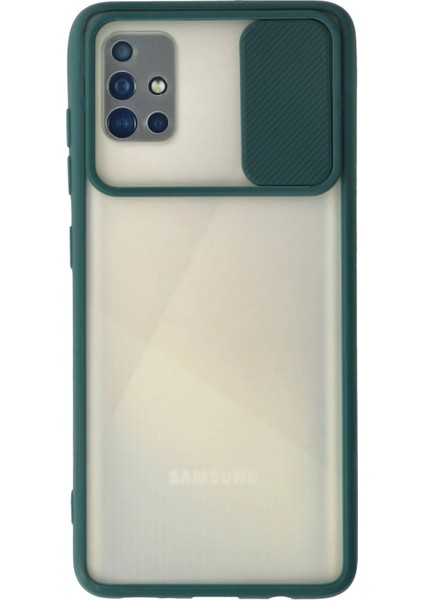 Samsung Galaxy A71 Kılıf Palm Buzlu Kamera Sürgülü Silikon - Yeşil - NEONX9871-5685