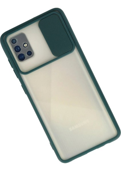 Samsung Galaxy A71 Kılıf Palm Buzlu Kamera Sürgülü Silikon - Yeşil - NEONX9871-5685