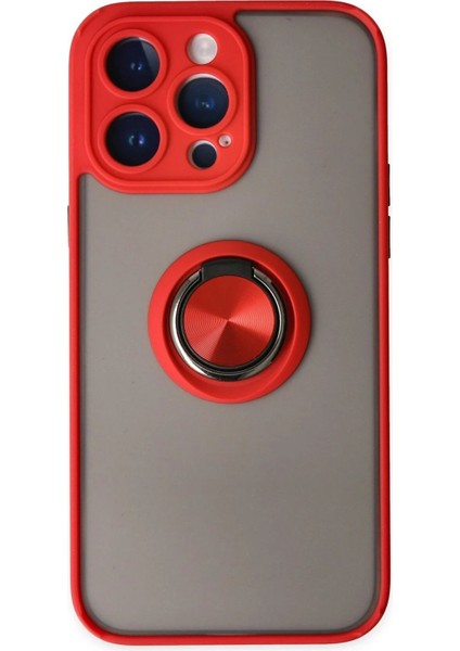iPhone 14 Pro Kılıf Montreal Yüzüklü Silikon Kapak - Kırmızı - NEONX6556-9904