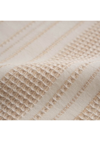 Ikra Battal Boy Nevresim Takımı Organik Pamuk Dokuma Krem-Bej 240 x 220 cm