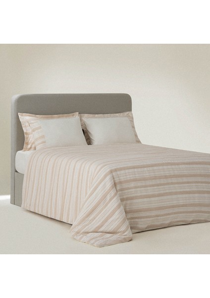 Ikra Battal Boy Nevresim Takımı Organik Pamuk Dokuma Krem-Bej 240 x 220 cm