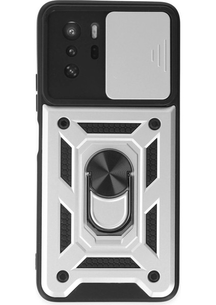 Xiaomi Poco X3 Gt Kılıf Pars Lens Yüzüklü Silikon - Gümüş - NEONX4749-3921