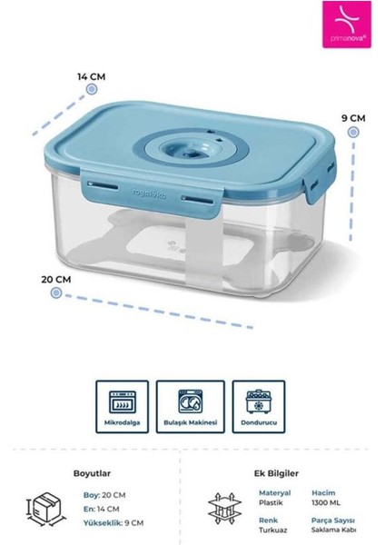 Mavi 1300ML Saklama Kabı, Taze Ürünler Için Güvenli ve Şık Saklama Çözümü fırsatları