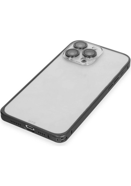 iPhone 15 Pro Metal Bumper Mat Kapak - Siyah - NEONX9284-7290