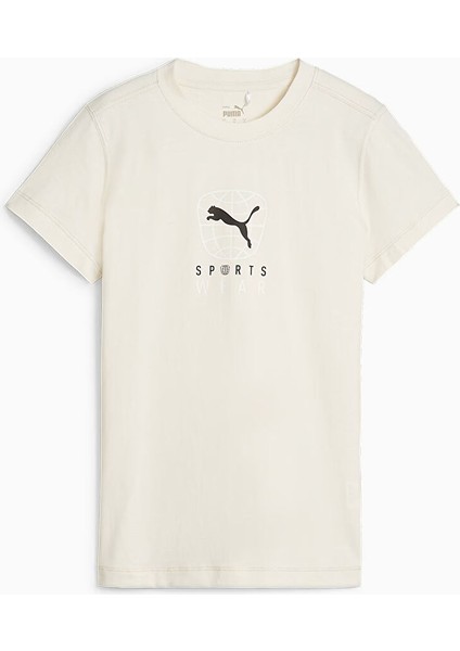 67606699 Better Sportswear Tee Bej Kadın Yuvarlak Yaka Normal Kalıp T-Shirt