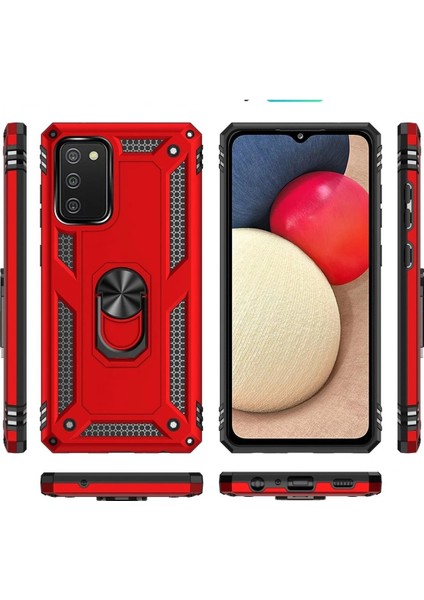 Samsung Galaxy A03S Kılıf Sofya Yüzüklü Silikon Kapak - Kırmızı - NEONX4830-5136 modelleri