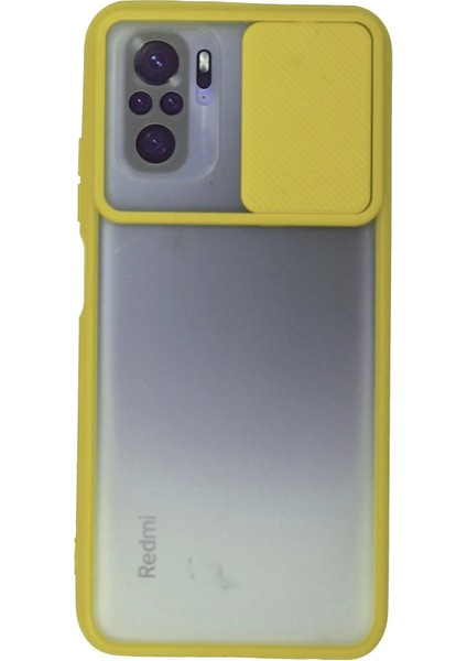 Xiaomi Redmi Note 10 Kılıf Palm Buzlu Kamera Sürgülü Silikon - Sarı - NEONX9684-1536