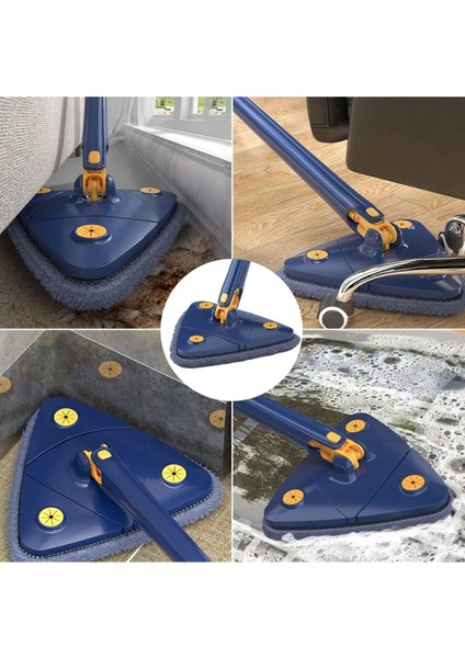 Mikrofiber Üçgen Paspası, Cam ve Yüzey Temizliği İçin Yedekli, Mavi Renk indirimleri