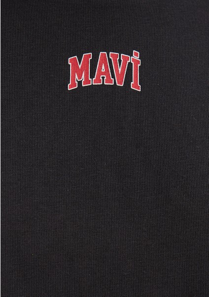 Mavi Logo Baskılı Antrasit Crop Tişört 1611585-70087