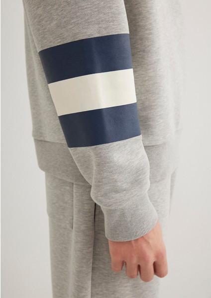 Mavi Patch Logo Yarı Fermuarlı Gri Sweatshirt 0S10307-80196