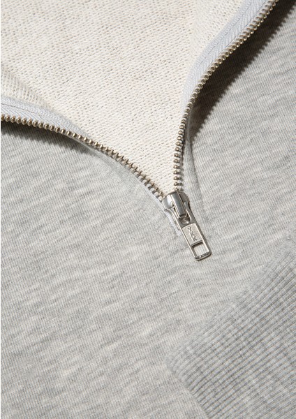 Mavi Patch Logo Yarı Fermuarlı Gri Sweatshirt 0S10307-80196