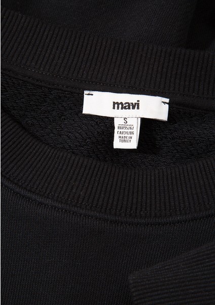 Bisiklet Yaka Siyah Basic Sweatshirt 1S10307-900