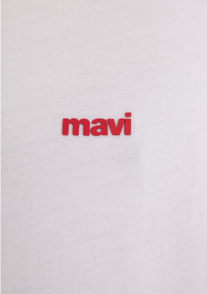 Mavi Logo Baskılı Beyaz Basic Tişört 0612216-620