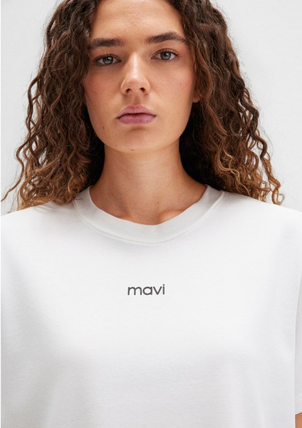 Mavi Logo Baskılı Beyaz Tişört 1612829-80194