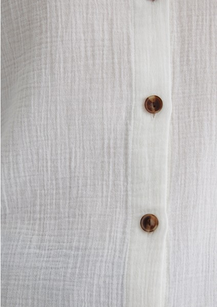 Dokulu Ekru Gömlek 1210758-70057