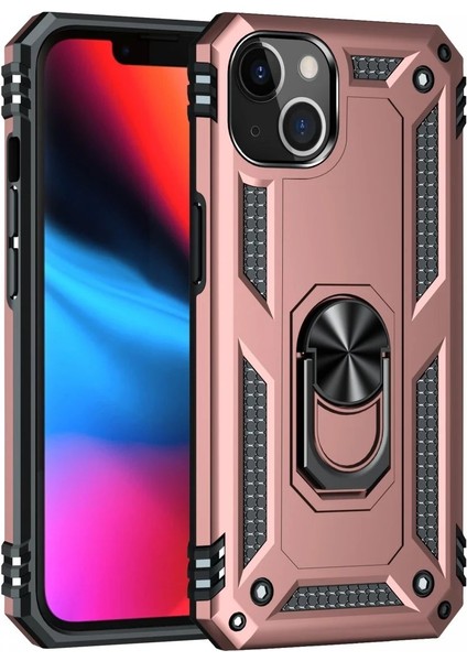 iPhone 13 Kılıf Sofya Yüzüklü Silikon Kapak - Rose - NEONX1352-4304